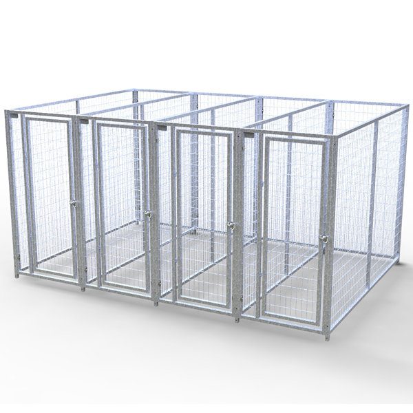 Complete 4-Run Kennel 3'x8' w/ Stainless steel hardware.