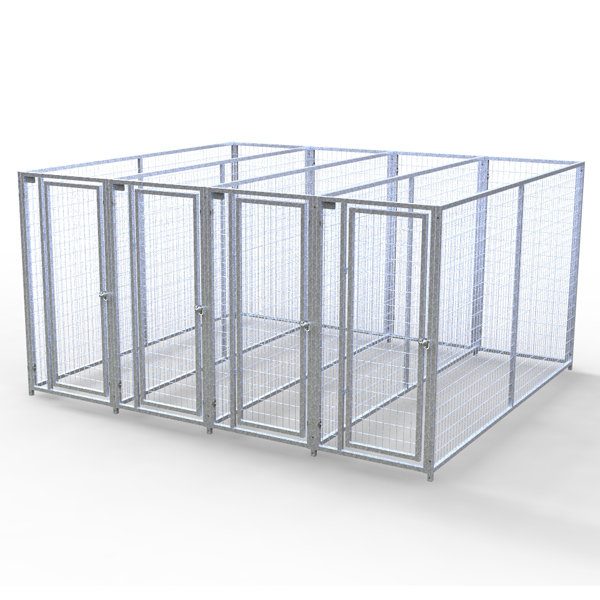 Complete 4-Run Kennel 3'x10' w/ Stainless steel hardware