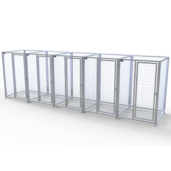 Complete 5-Run Kennel 4'x4' w/ Stainless steel hardware