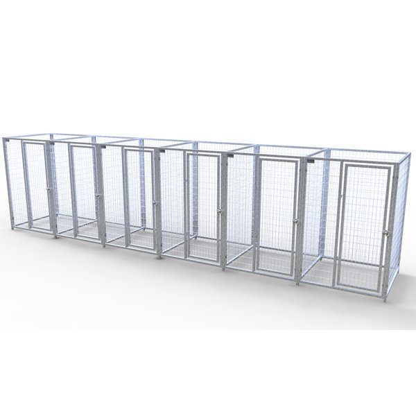 Complete 6-Run Kennel 4'x4' w/ Stainless steel hardware